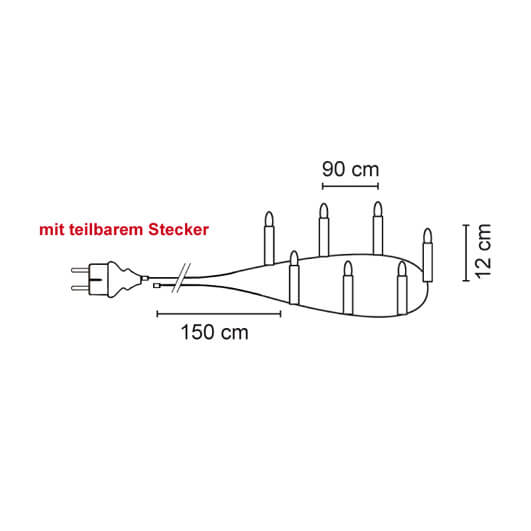 Weihnachtsbaumkette, klar/elfenbein, LED/E10/8V/0,1W, mit teilbarem Stecker Bild 3