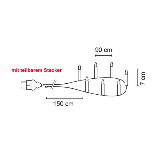 Weihnachtsbaumkette,  klar/grn, 15 x LED/E10/3V/0,1W, mit teilbarem Stecker Bild 3