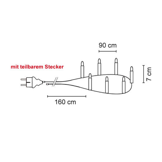 Weihnachtsbaumkette, klar/grn, E10/3W mit teilbarem Stecker Bild 3