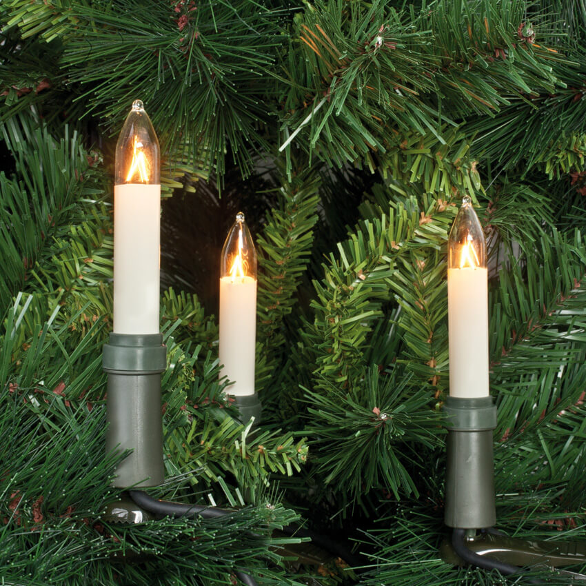 Weihnachtsbaumkette, klar/elfenbein, E10/3W, mit teilbarem Stecker