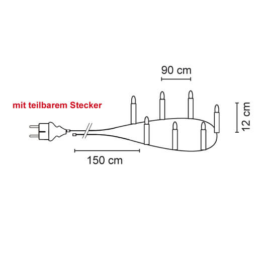 Weihnachtsbaumkette, klar/elfenbein, E10/3W, mit teilbarem Stecker Bild 3