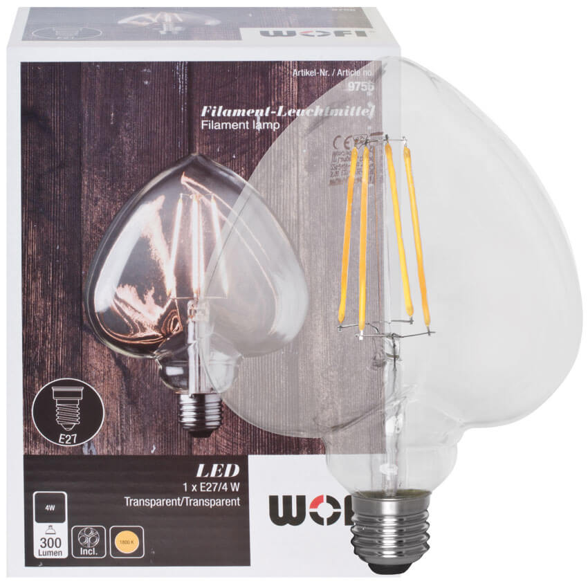 Deko-LED-Leuchtmittel, Filament,  E27/4W, 300 lm, 1800K