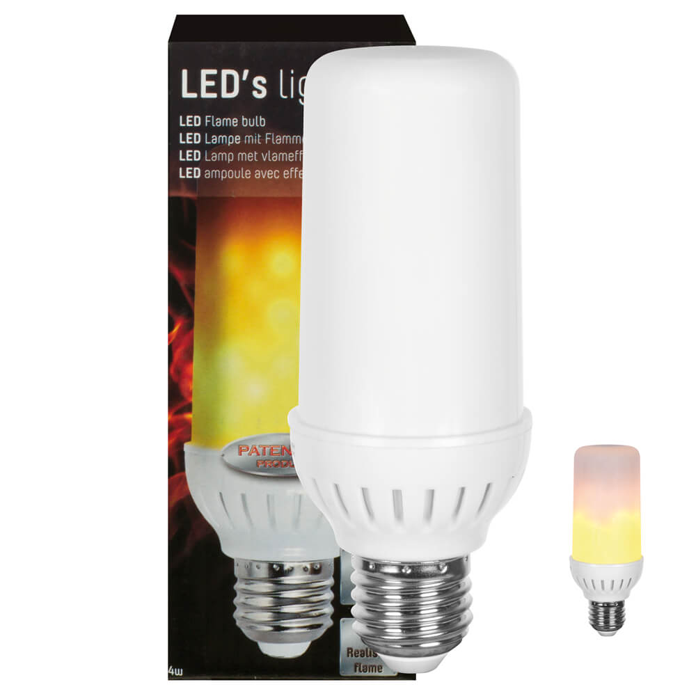LED-Deko-Lampe, FLAME BULB, Rhrenform, opal, E27/4W, 80-300 lm