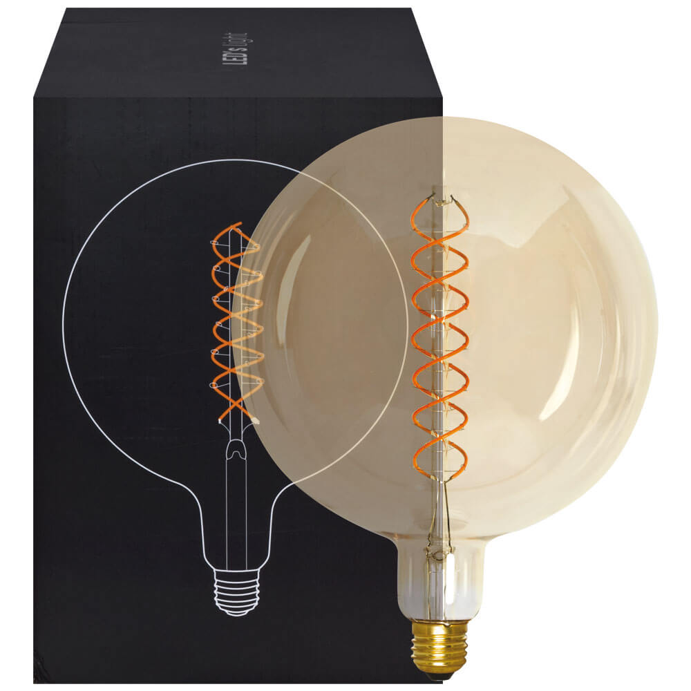 Spiral-LED-Lampe, E27/5W (25W), 250 lm, Globe-Form, gold getnt