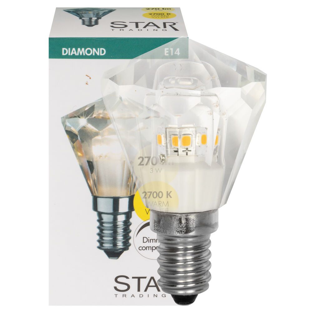 LED-Lampe, Diamant, E14/3W, 270 lm, 2700K