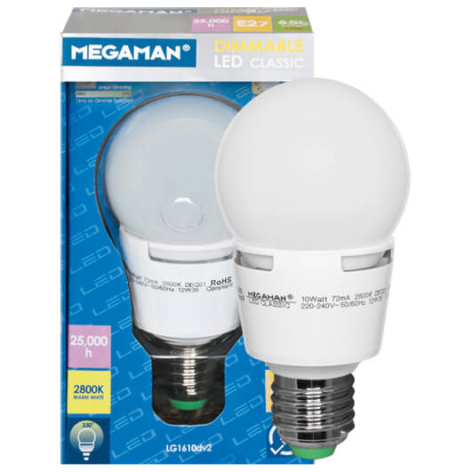 LED-Lampe, AGL-Form, CLASSIC, E27/10W, opal, 650 lm, 2800K, L 118,  60