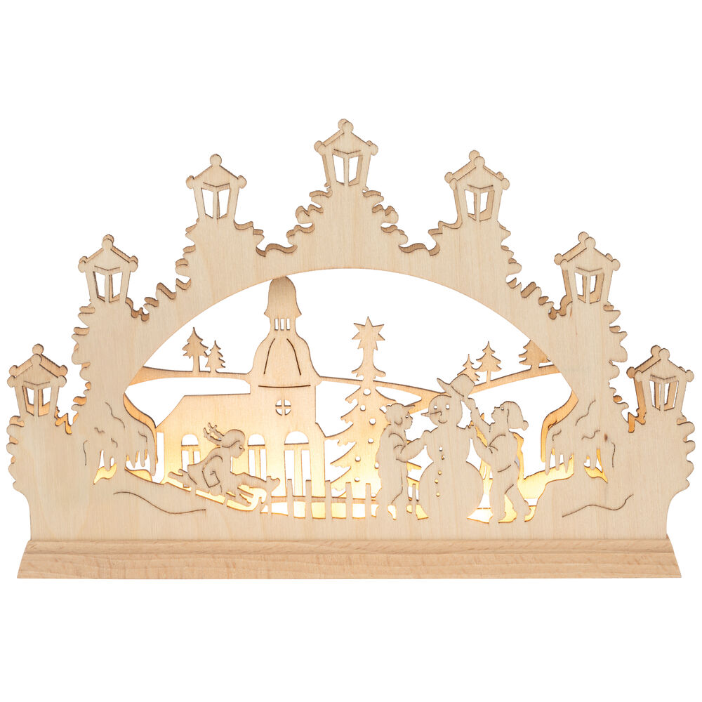 Weihnachtsleuchter, Premium line, Schlittenfahrt mit Schneemann, warmweie LEDs Bild 2