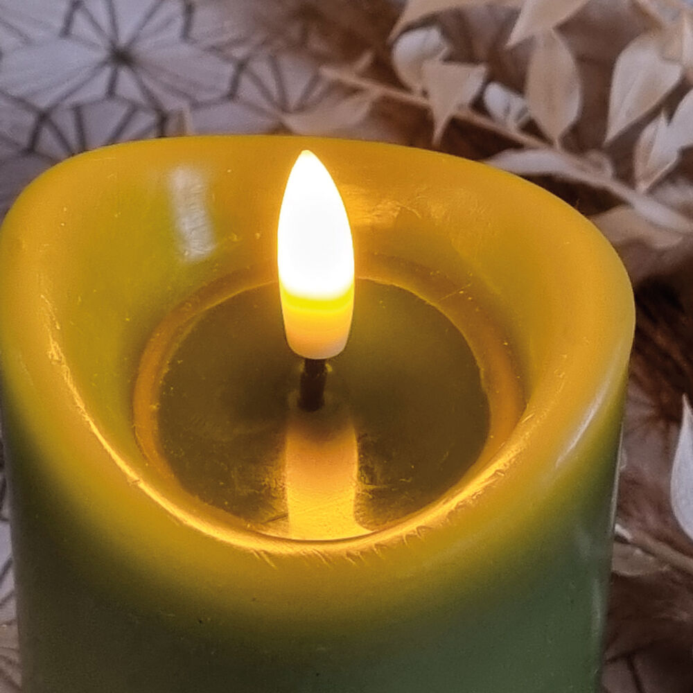 Echtwachskerze, 1 warmweie LED, mit Flssigwachsspiegel, H 100,  70 Bild 5