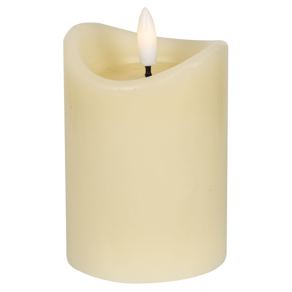 Echtwachskerze, 1 warmweie LED, elfenbein