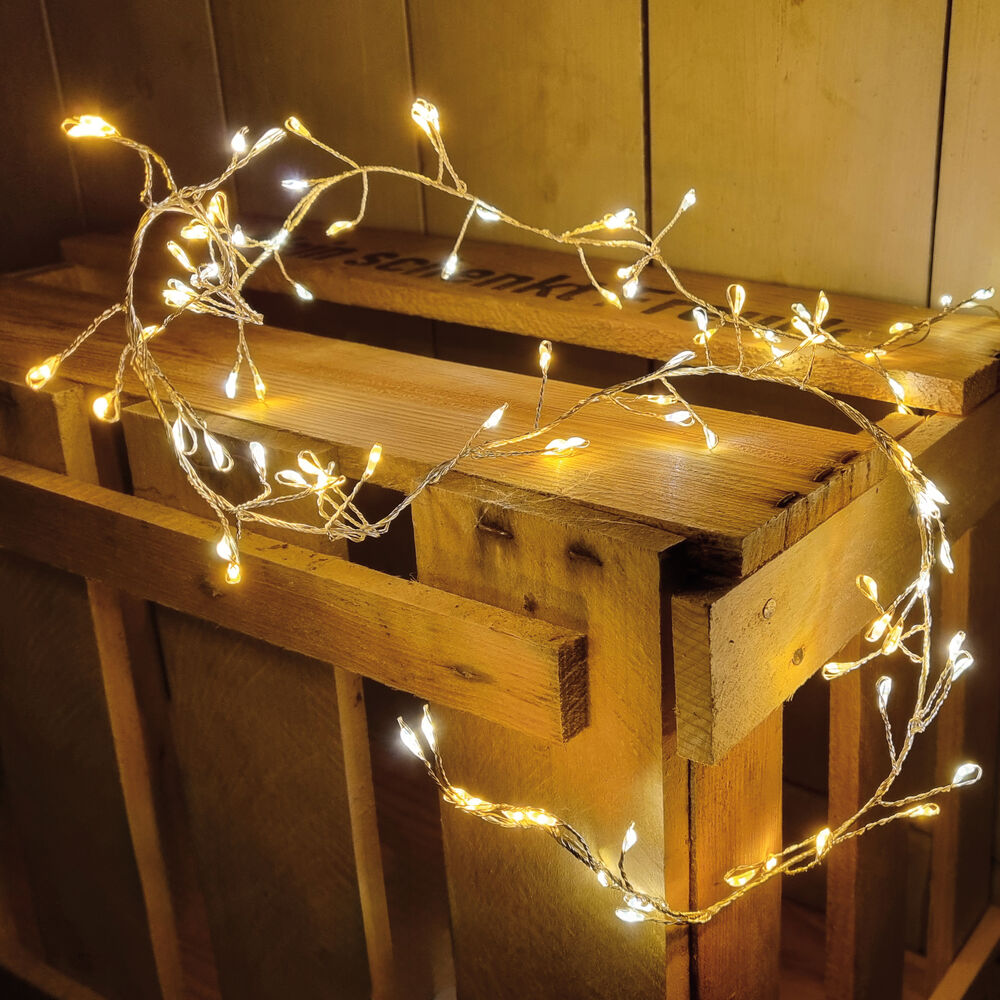 LED-Minilichterkette, 100 warmweie und superwarmweie LEDs, Clusterlight