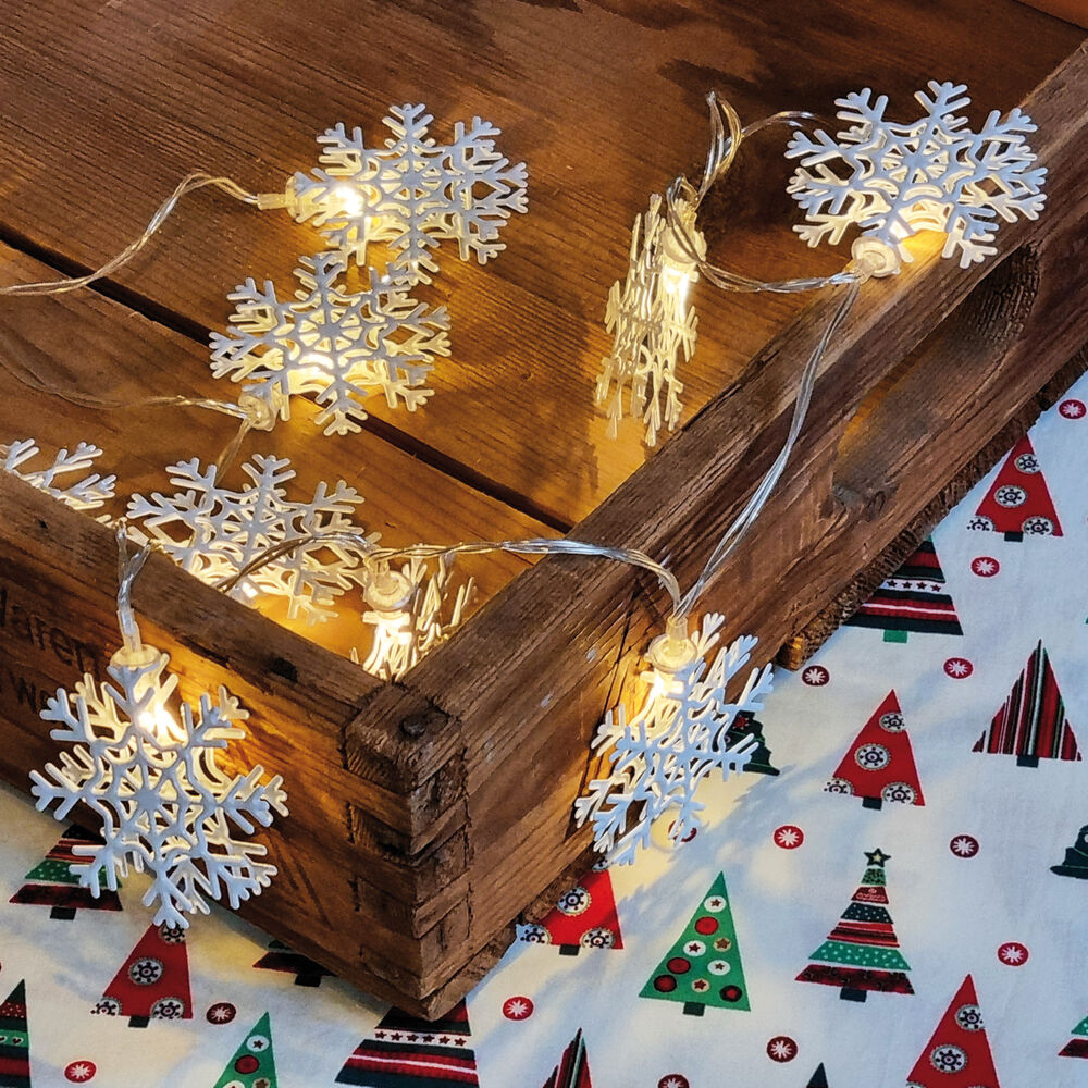 LED-Minilichterkette, 10 warmweie LEDs, Flocken