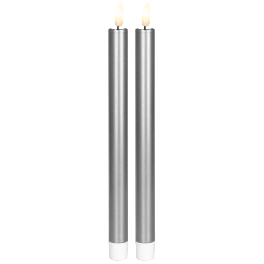 LED-Tafelkerze, 1 warmweie flackernde LED, 2er-Set, H 250,  20, mit Fernbedienung