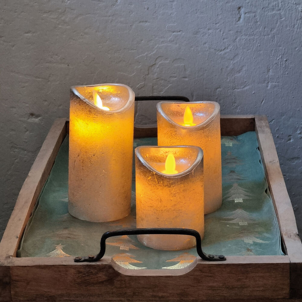 Echtwachskerze, 1 warmweie LED Bild 2