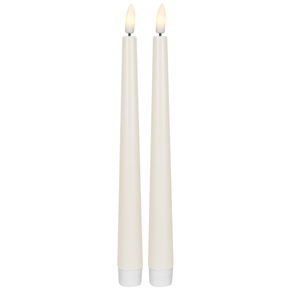 Echtwachs-Tafelkerze, FLAMME CANDY, 1 warmweie flackernde LED, 2er-Set, H 260,  23