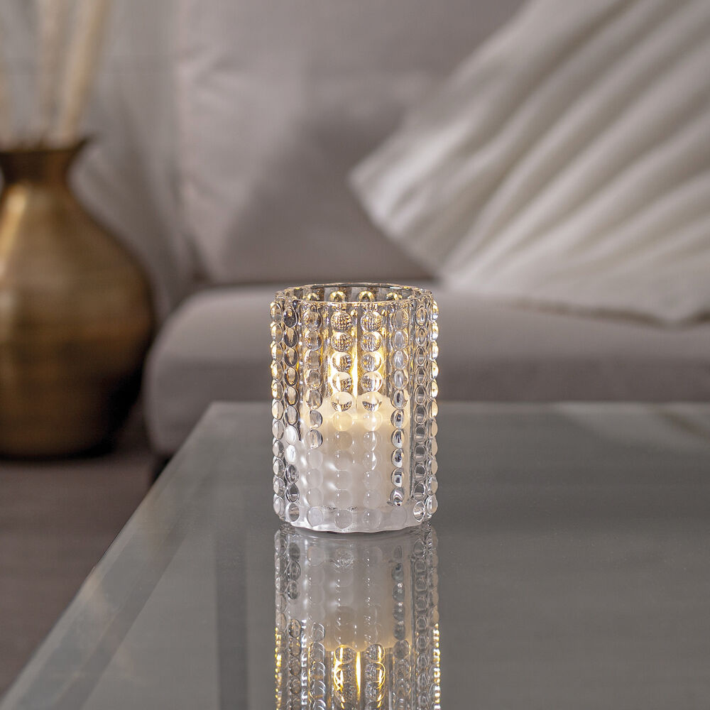 Windlicht, FLAMME DOTTY, 1 warmweie flackernde LED