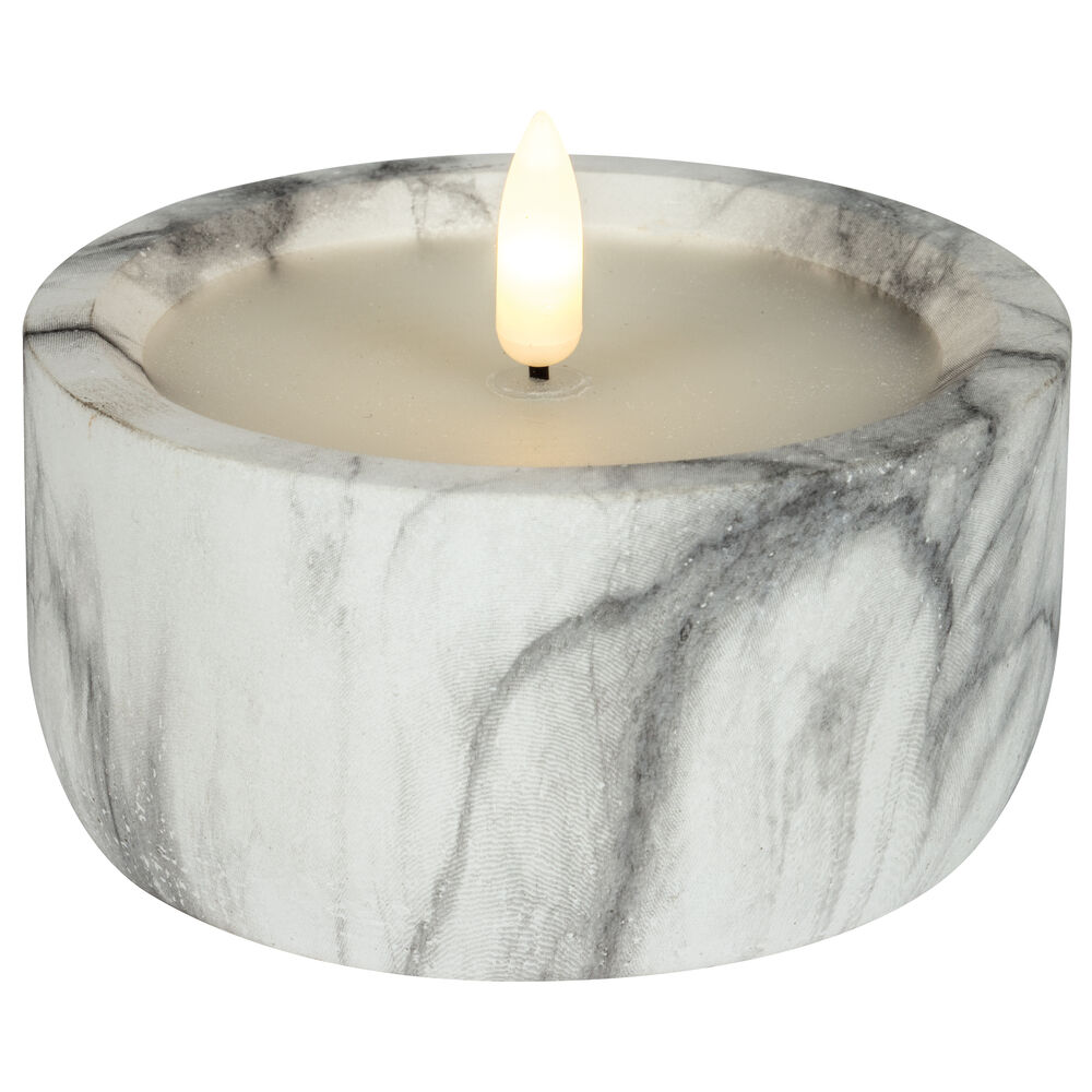 Echtwachskerze, FLAMME MARBLE, 1 warmweie flackernde LED, H 75,  100 Bild 2