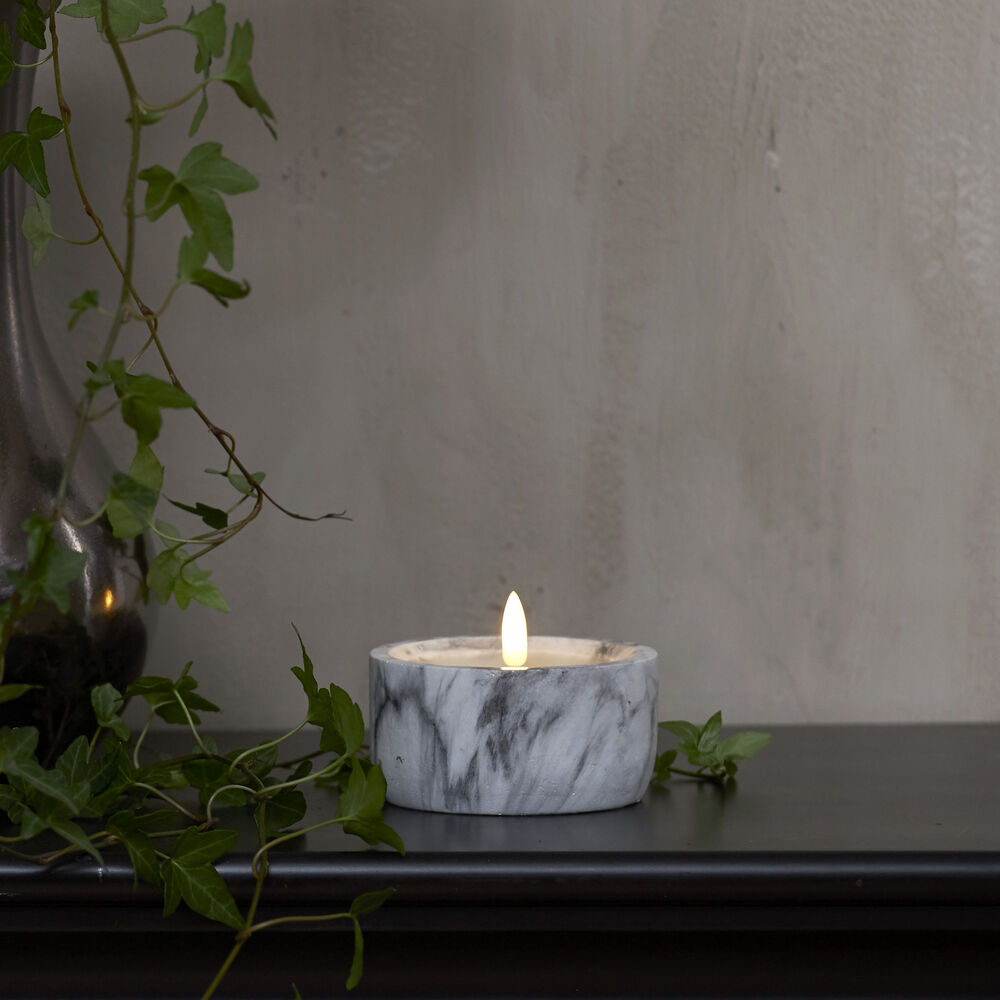 Echtwachskerze, FLAMME MARBLE, 1 warmweie flackernde LED, H 75,  100 Bild 3
