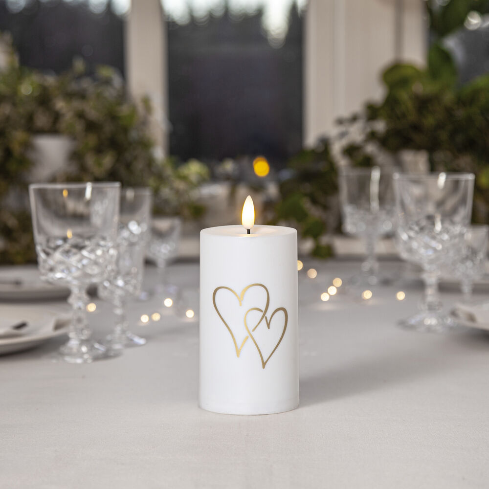 Outdoorkerze, FLAMME HEART, 1 warmweie flackernde LED, H 140