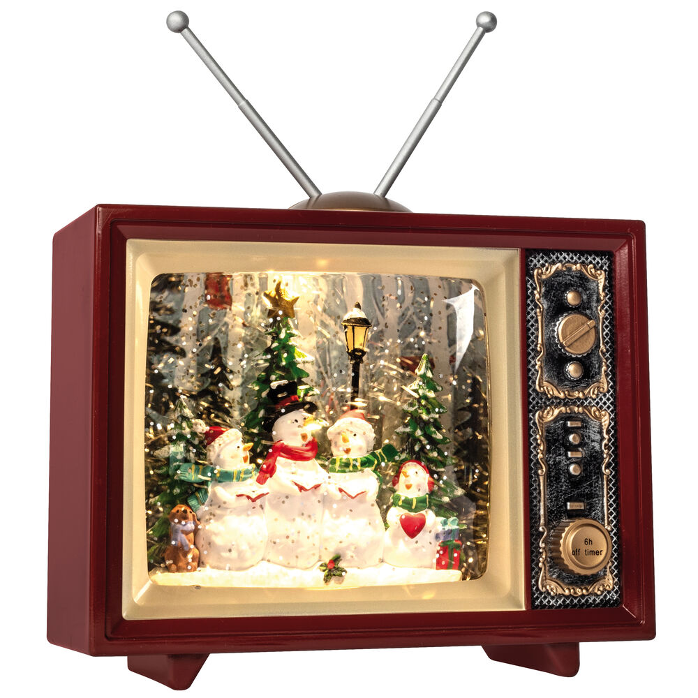 Schneelaterne, VINTER, Schneemnner im Fernseher, 1 warmweie LED Bild 3