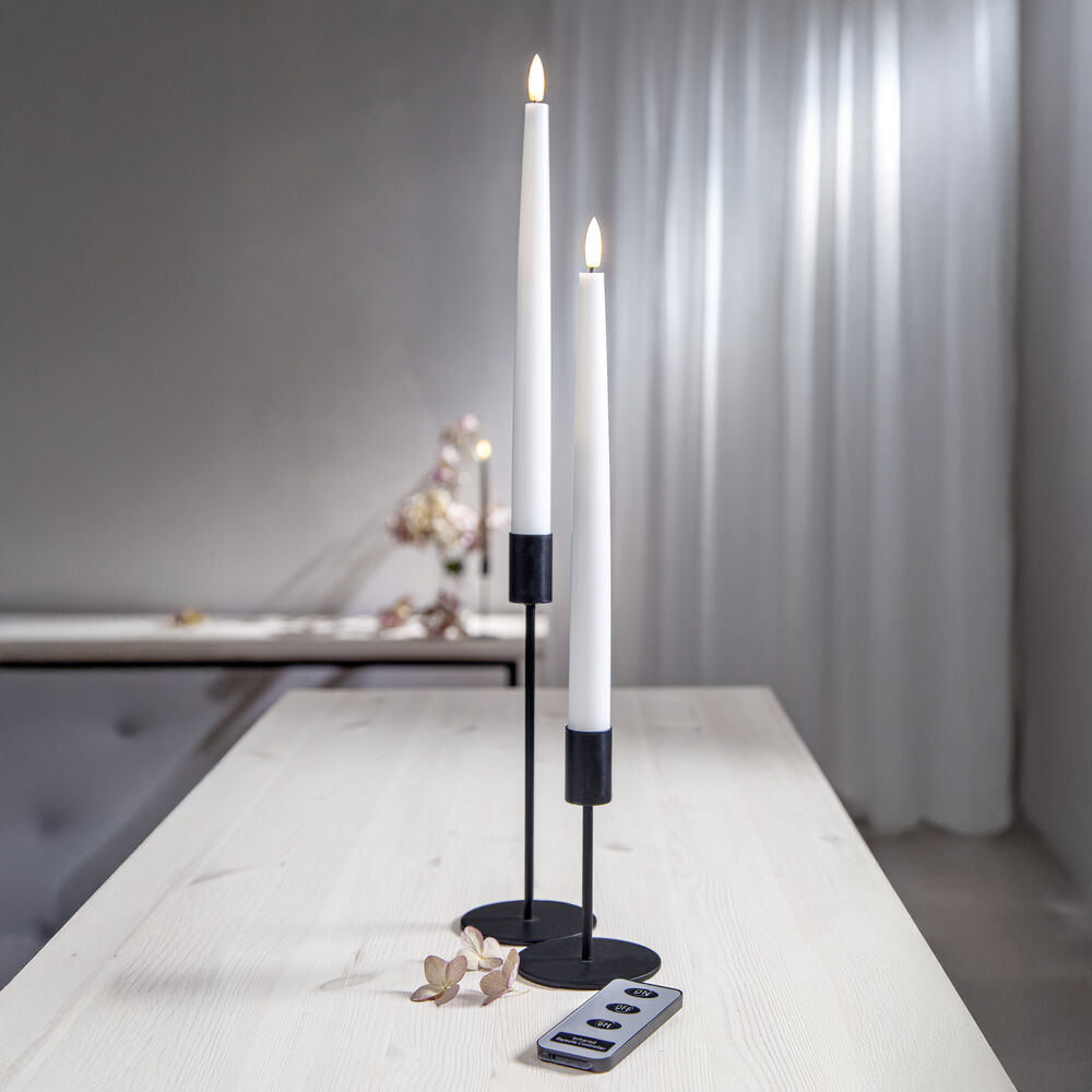Echtwachs-Tafelkerze, FLAMME SLIM, 1 warmweie flackernde LED, 2er-Set, H 285,  21 Bild 2