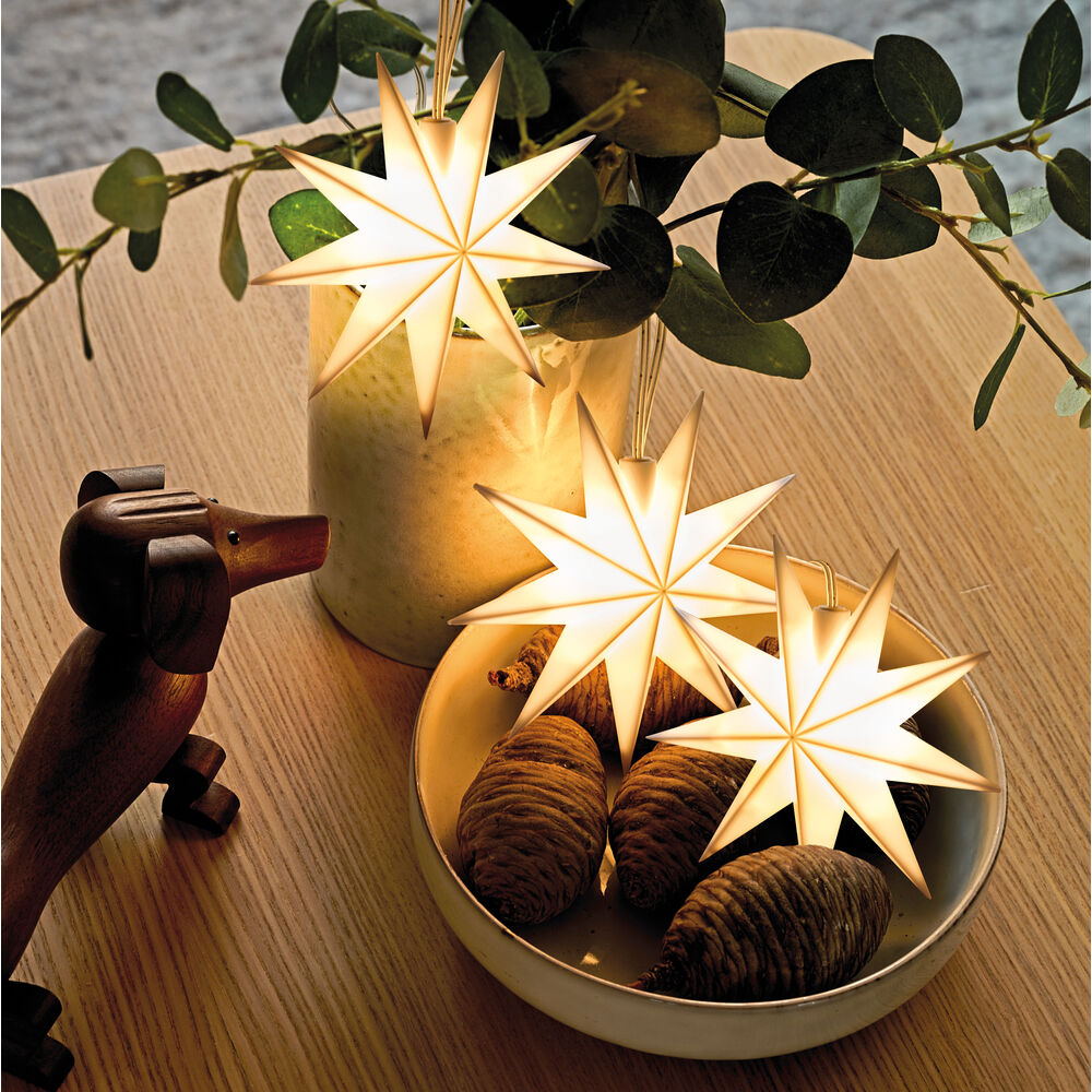 LED-Minilichterkette, 3 warmwei�e LEDs, wei�e Sterne