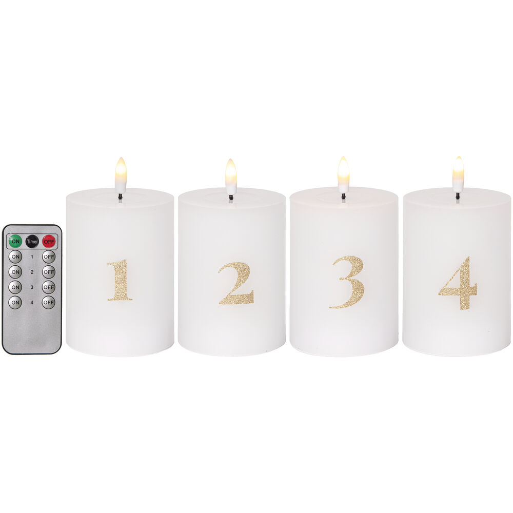Adventskerze, FLAMME ADVENT, 1 warmwei�e LED, mit Wachsspiegeloptik, wei� Bild 2