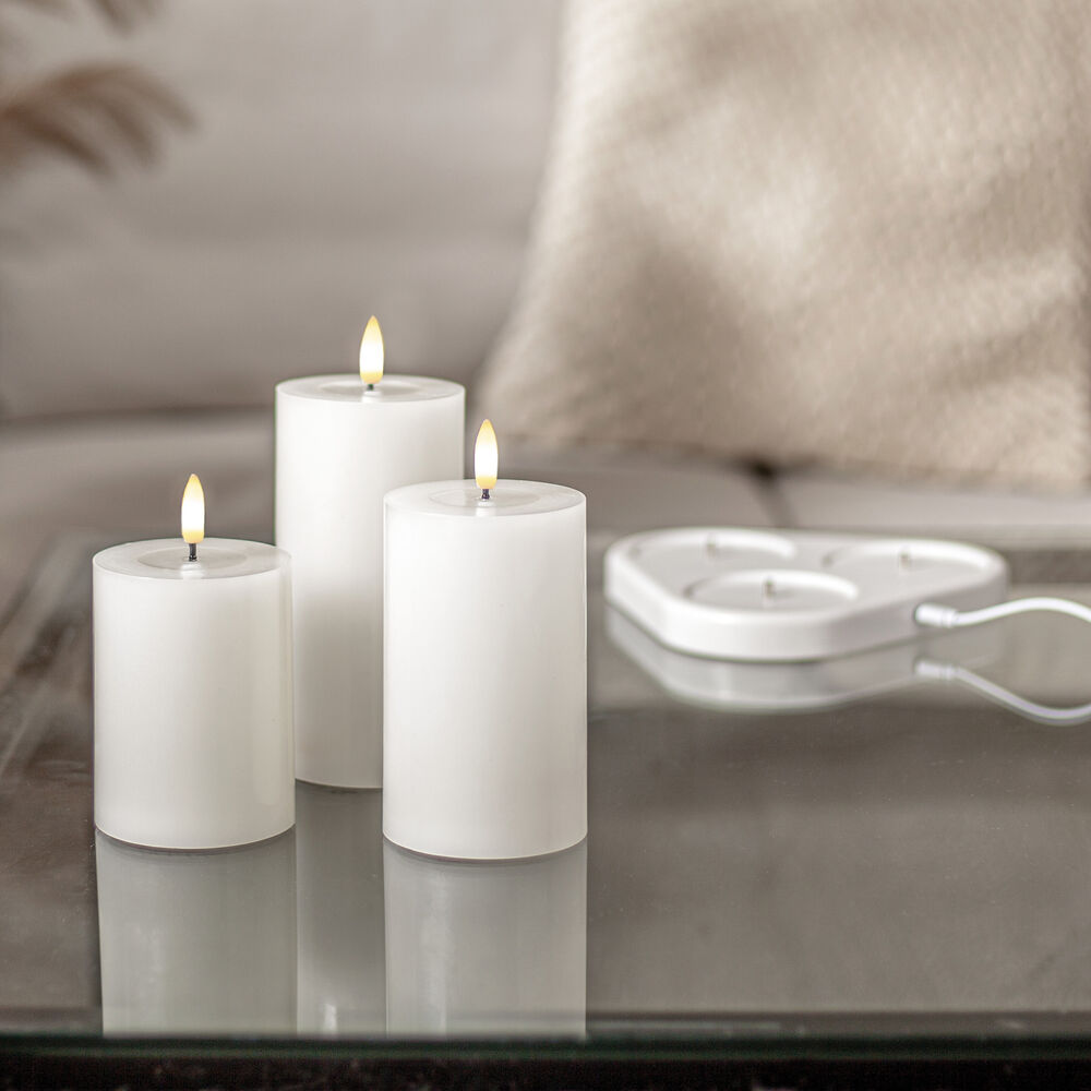 LED-Echtwachskerze, FLAMME CHARGE, warmwei�e LED, 3er-Set