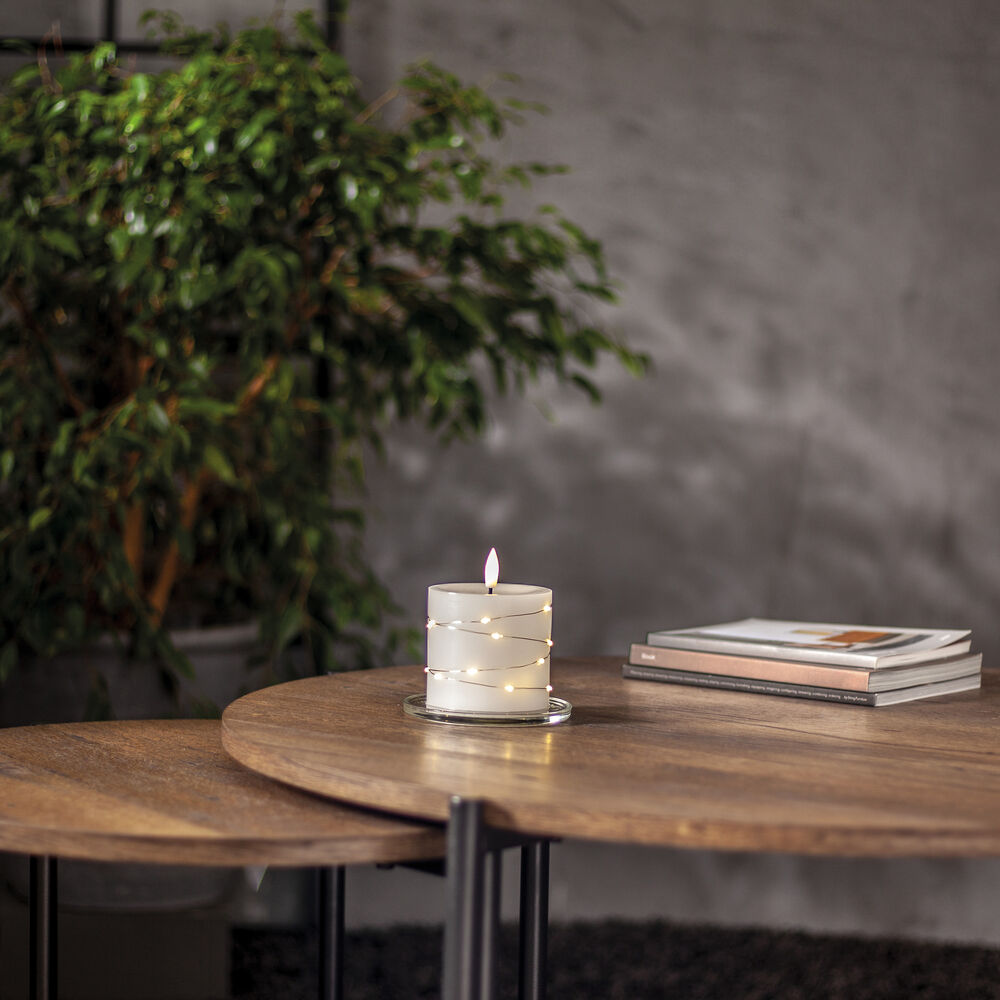 Echtwachskerze, FLAMME DEW, 25 warmwei�e LEDs, wei� Bild 2