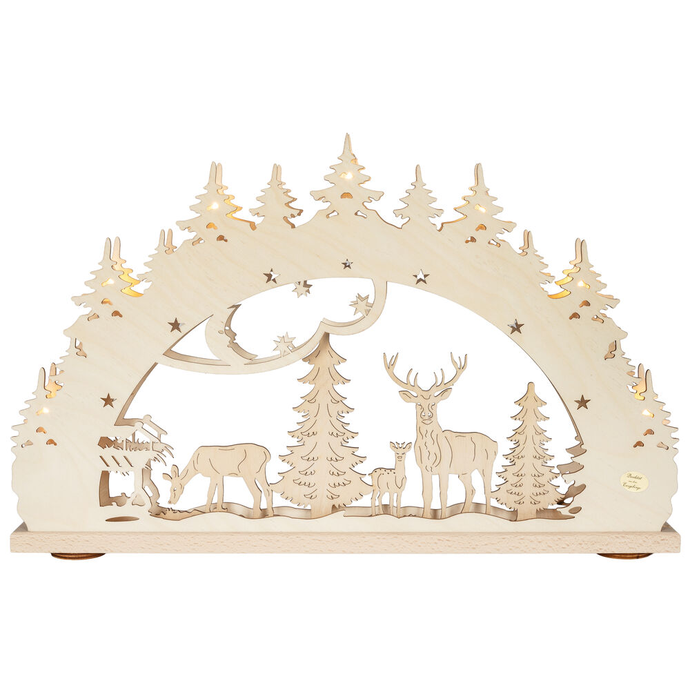 Lichterbogen, Hirsche und Rehe im Wald, Mond und Sterne, 7 x E10/0,2W