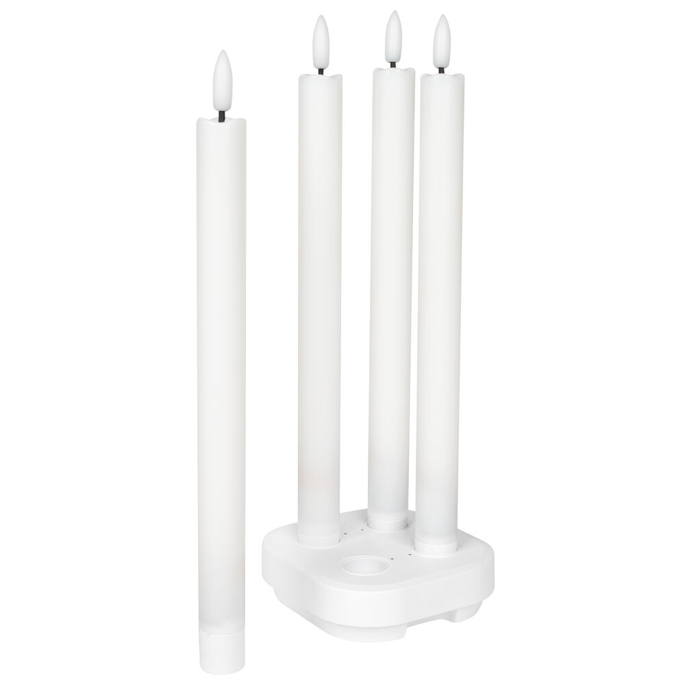 aufladbare Stabkerzen, 4er-Set, 1 warmwei�e flackernde LED, Memoryeffekt Bild 2