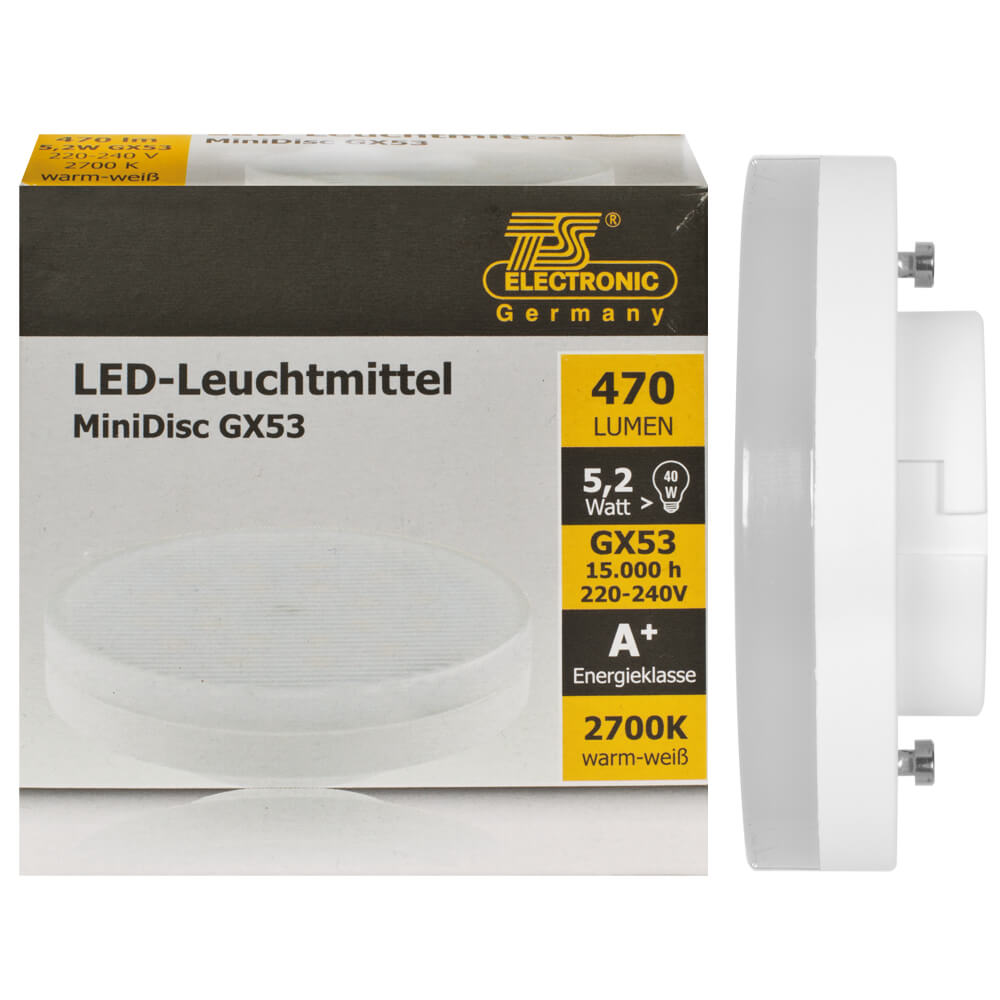 LED-Reflektorlampe, GX53/5,2W, 470 lm, 2700K