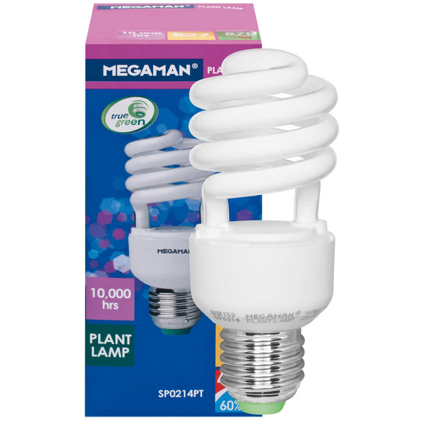 Pflanzlicht-Energiesparlampe, E27, PLANT LAMP, 14W,  L 154,  40 mm