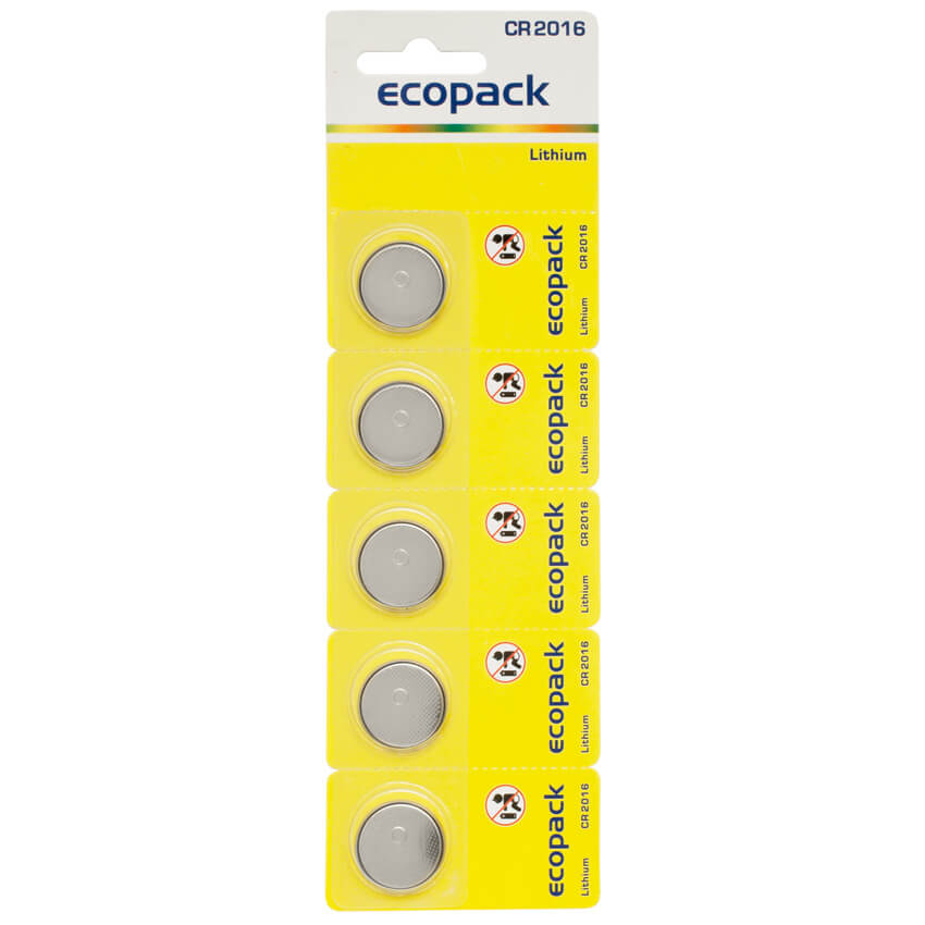 Knopfzellen , ECOPACK, CR 2016, 90mAh, Lithium, 3V, Blisterware