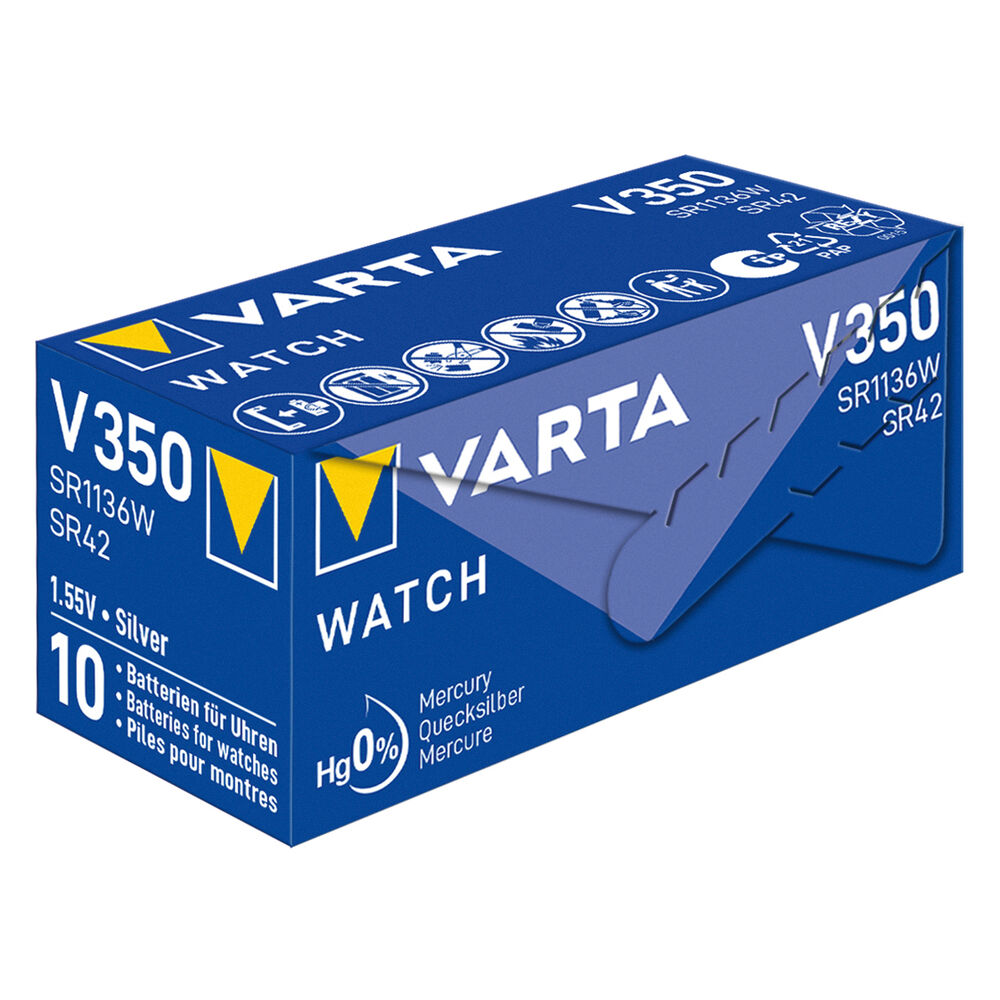Knopfzelle f�r Uhren, V 350, SR 42 SW, Silberoxyd, 1,55V, Blisterware Bild 2