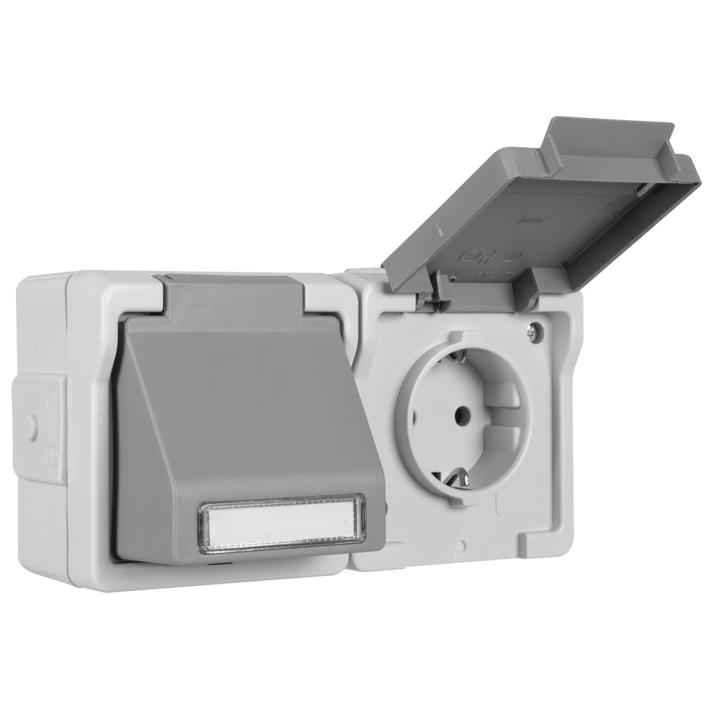 Datendose, fr 1+2 Universal-Module und Schutzkontaktsteckdose mit Klappdeckel Bild 3
