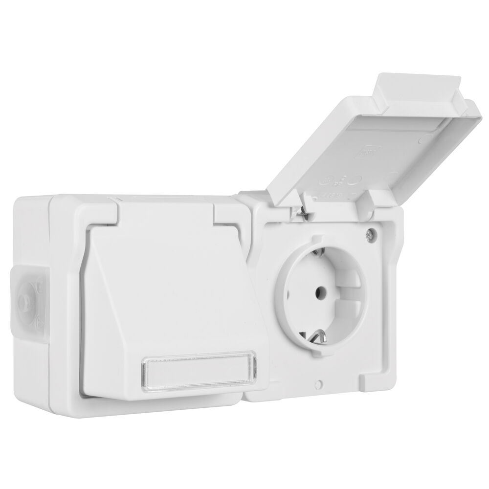 Datendose, fr 1+2 Universal-Module und Schutzkontaktsteckdose mit Klappdeckel Bild 3