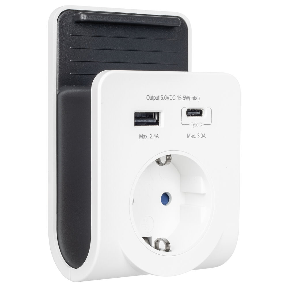 Ladegert mit USB-Adapter, 1 x USB-A & 1 x USB-C, max. 3A