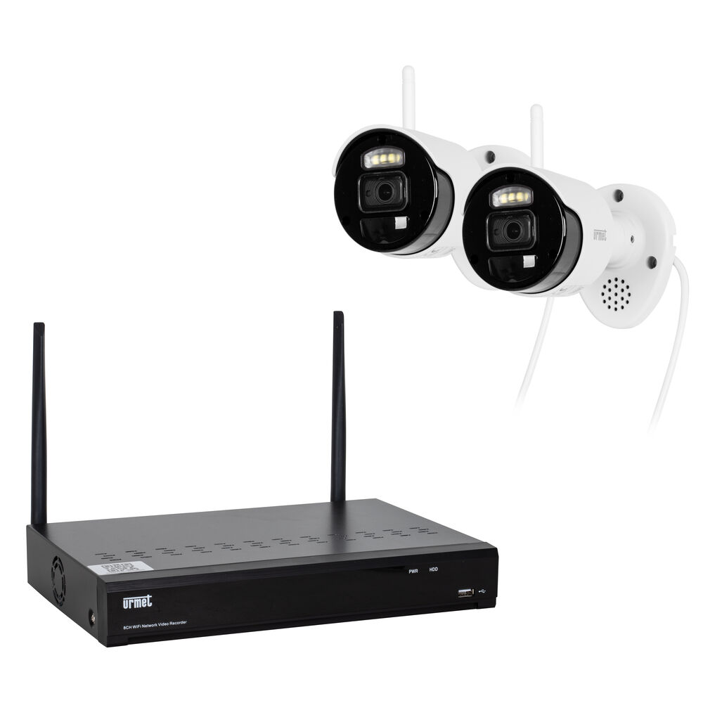 WLAN-Überwachungskamera, URMET Group 1098/820, Set bestehend aus: 2 Farbkameras, 1 LAN-Netzwerk-Videorecorder