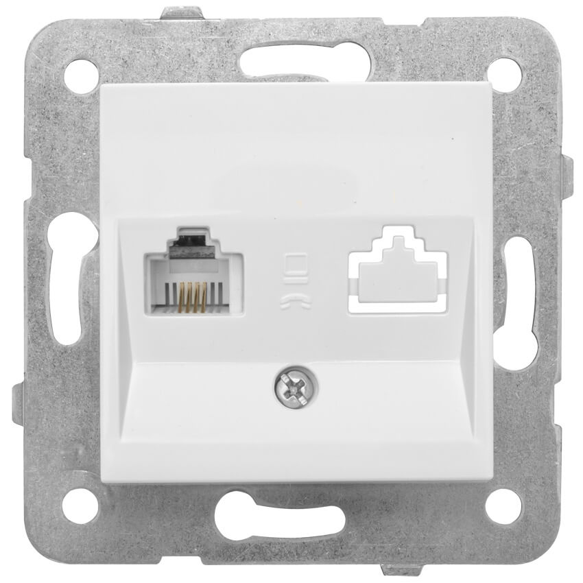 Kombi-UAE-Anschlussdose fr ISDN, RJ11, UAE 6, mit Zentralplatte 50 x 50 mm, MERIDIAN, reinwei