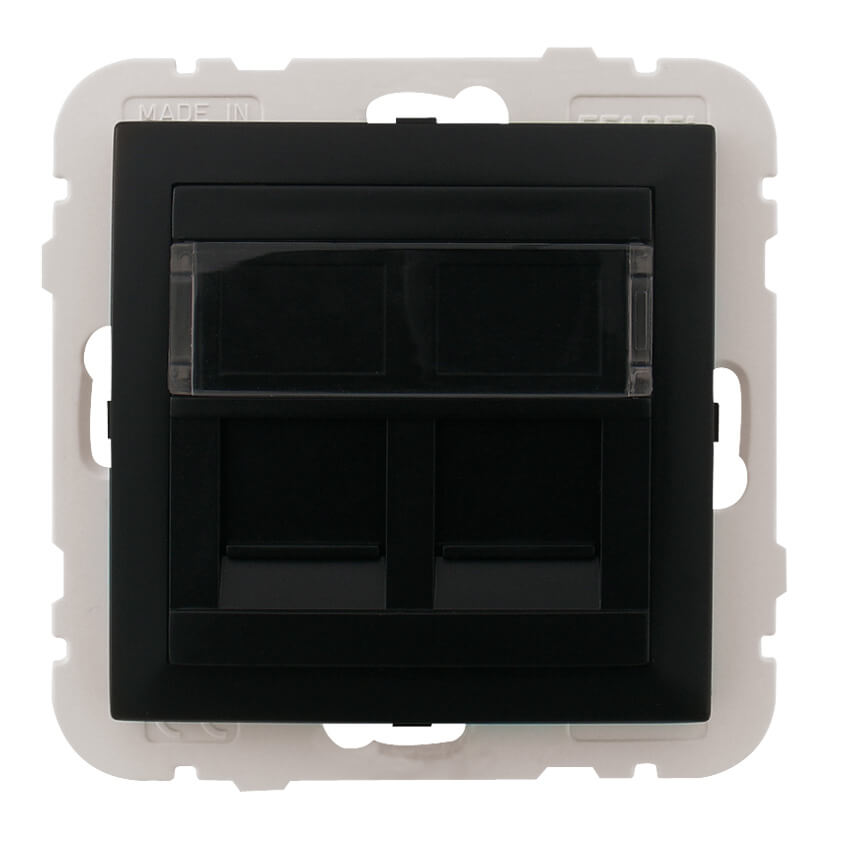 Zentralplatte, fr UAE 1-2-fach,  fr Keystonemodule,  mit Kunststofftrger,  LOGUS 90, schwarz matt