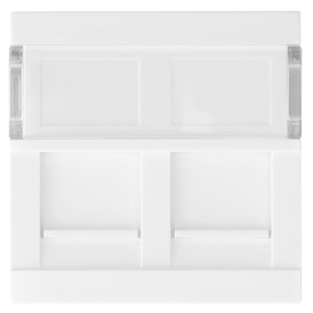 Modul-Einsatz, Frontplatte f�r 2 x RJ45-Eins�tze, f�r Boden-Einbau-Steckdose, mit Beschriftungsfeld