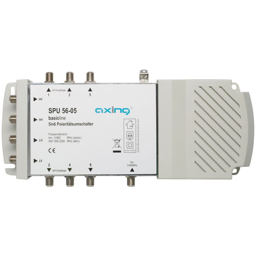 SAT-Multischalter, Quad-LNB-tauglich, 5 Eingnge, fr 1 Satelliten