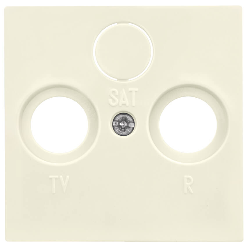 Zentralplatte, fr TV/Radio/SAT- Antennensteckdose, Standard 55, cremewei glnzend