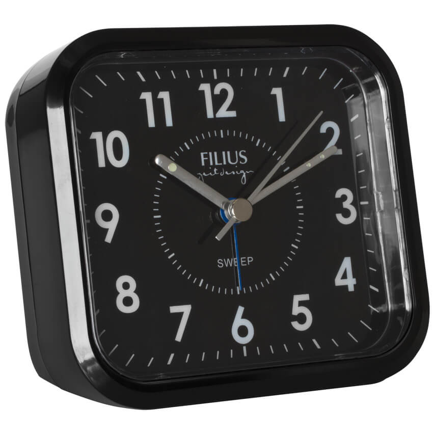 Wecker, mit Quarzuhrwerk, schwarz/schwarz
