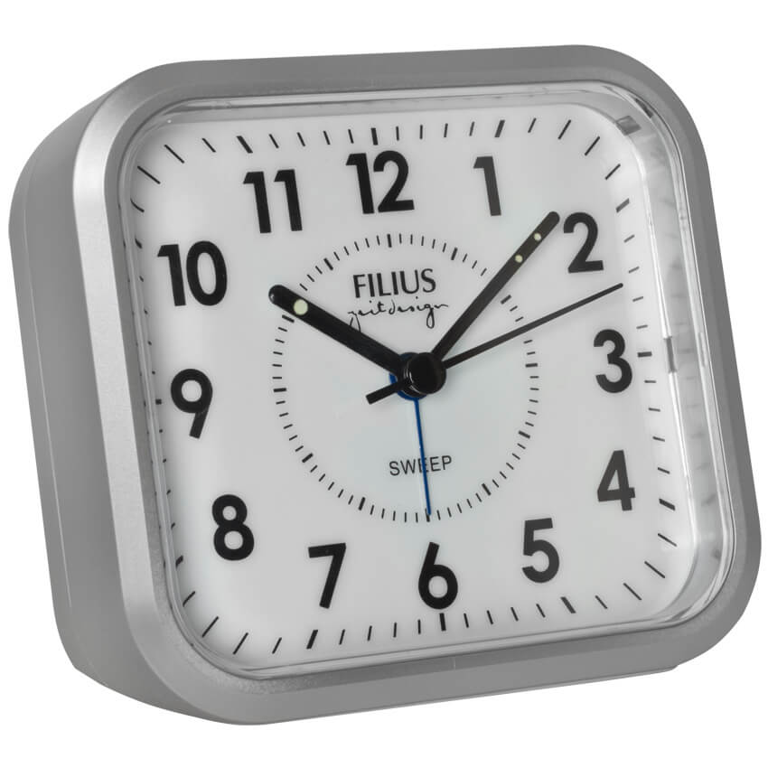 Wecker, mit Quarzuhrwerk, silber/wei�