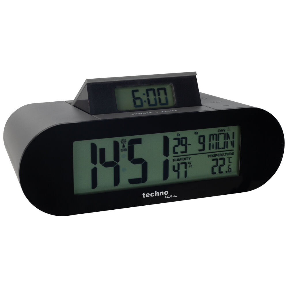 Wecker, WT 376, mit Funkuhrwerk, schwarz