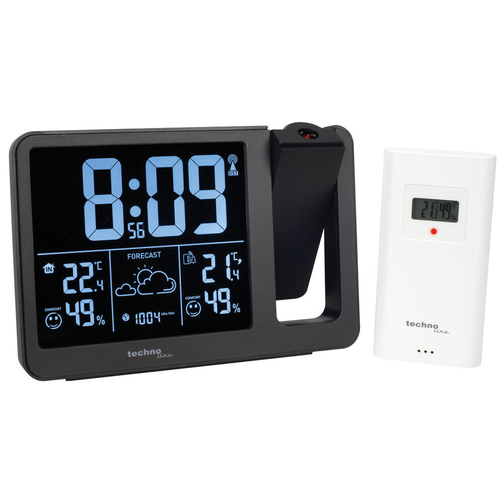 Projektionswecker, WT 548, mit Funkuhrwerk, schwarz