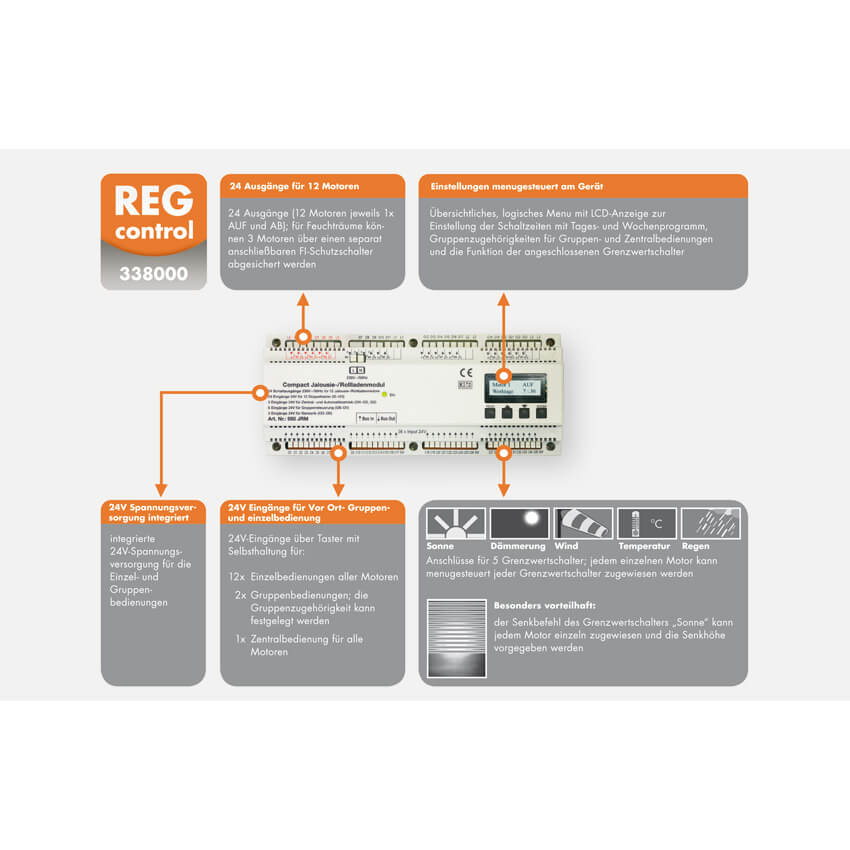 Modul zur Steuerung von  Rollladen und Jalousien, REG-CONTROL Bild 2