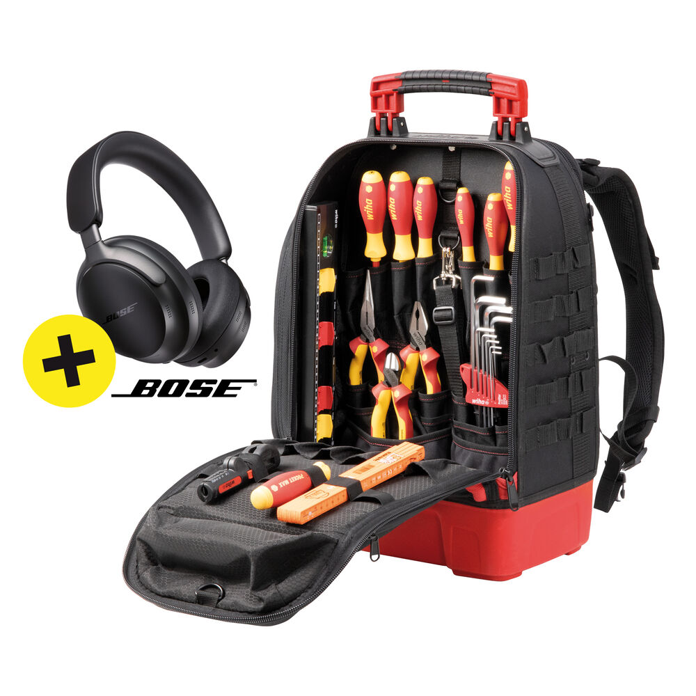 WIHA Aktionsbundle, Elektriker-Rucksack, electric II, 27-teilig, inkl. Bose QuietComfort Ultra Kopfhrer