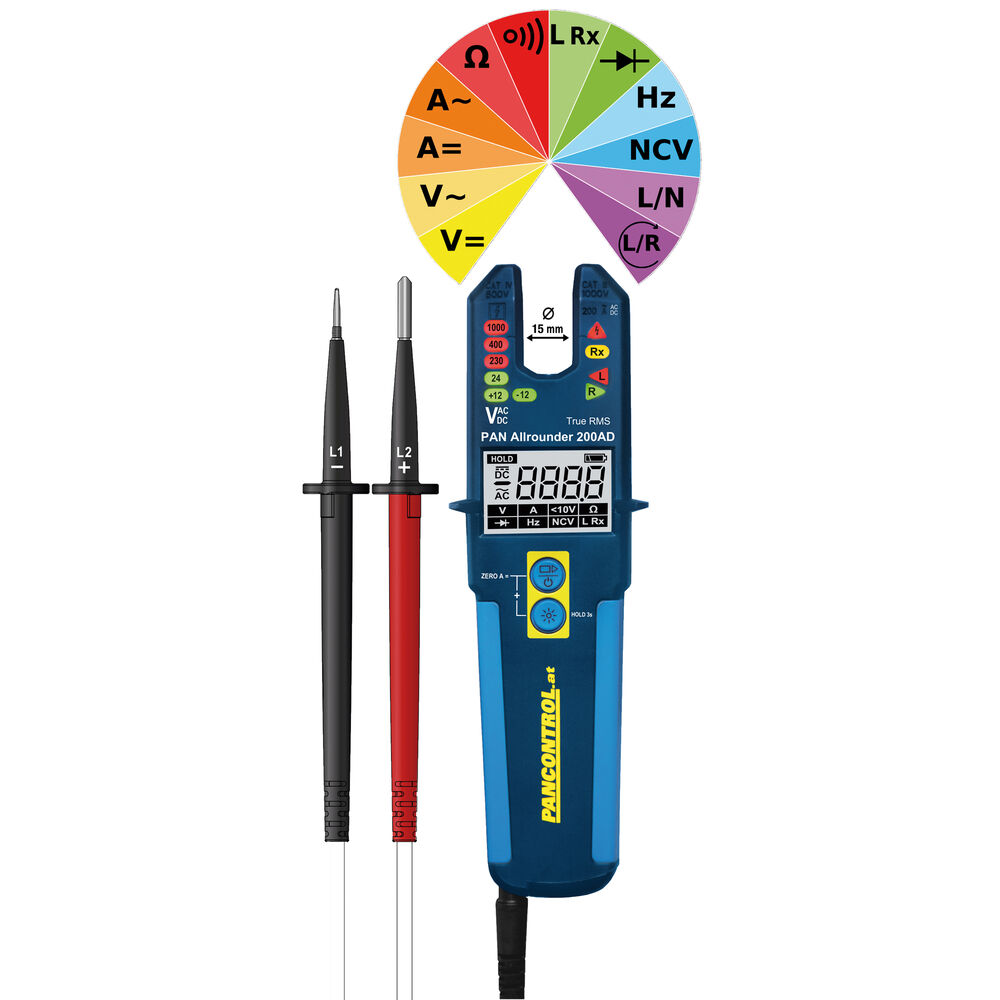 Spannungsprfer, PAN Allrounder 200AD, 0,1 bis 1.000VAC/1.500V-DC, mit Zangenfunktion Bild 6